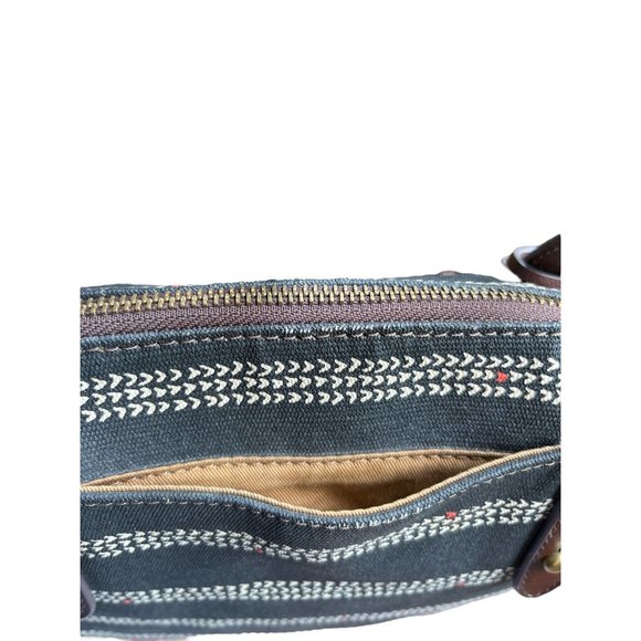 Fossil navy/tan stripe satchel - Picture 6 of 6